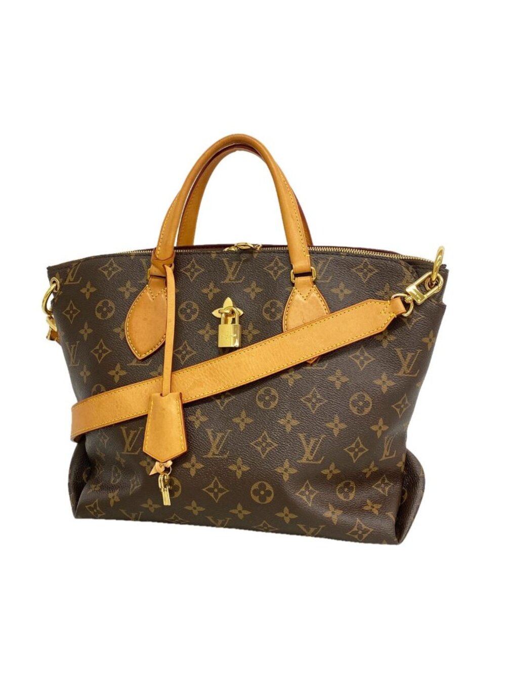 Louis Vuitton Handbag Monogram Flower Zipped Tote MM Brown 2-Way